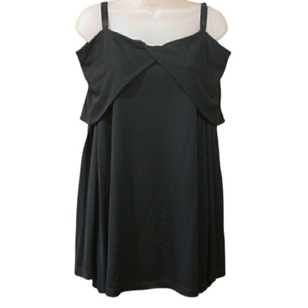 Staples Black off Shoulder Long Line Top Blouse NWT NOS LG